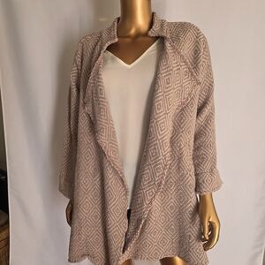 Open-Front Diamond Knit Cardigan - Blush